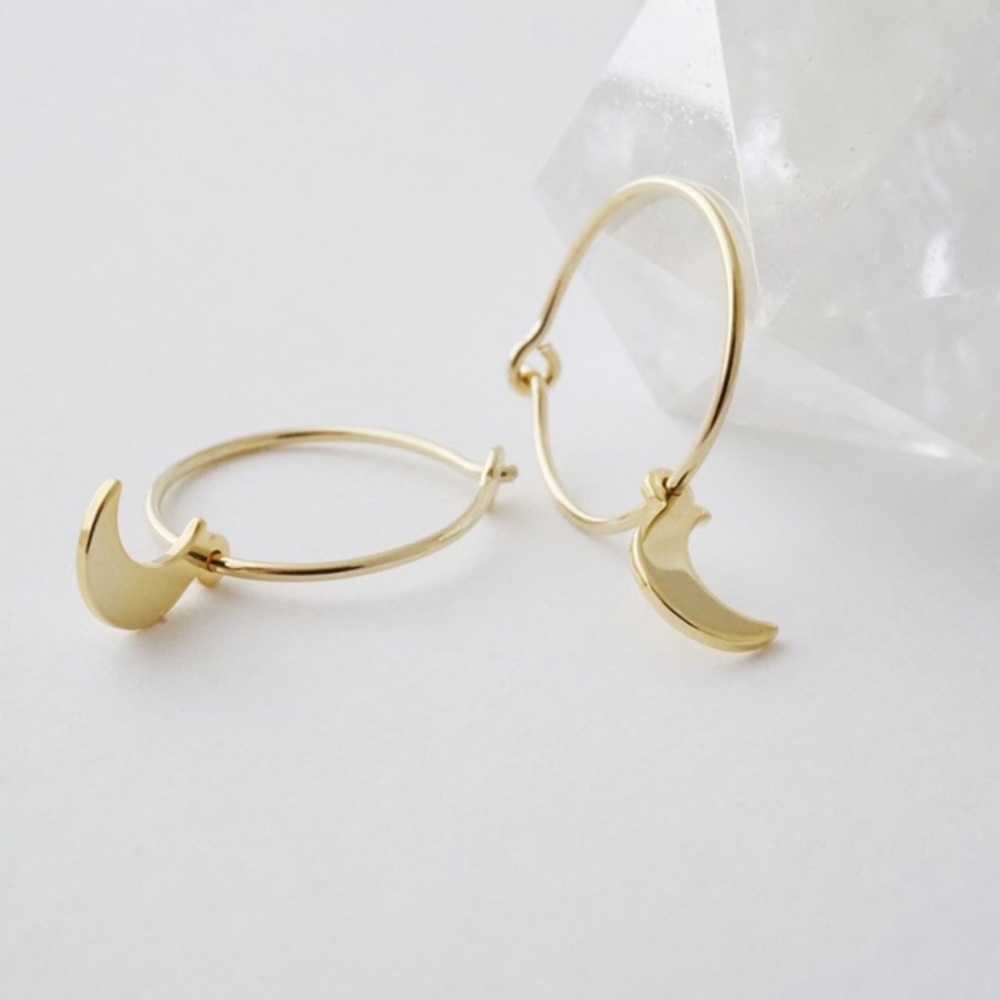 Gold Hoop Earrings with Charms | 14K Gold Filled - Picture 6 of 8